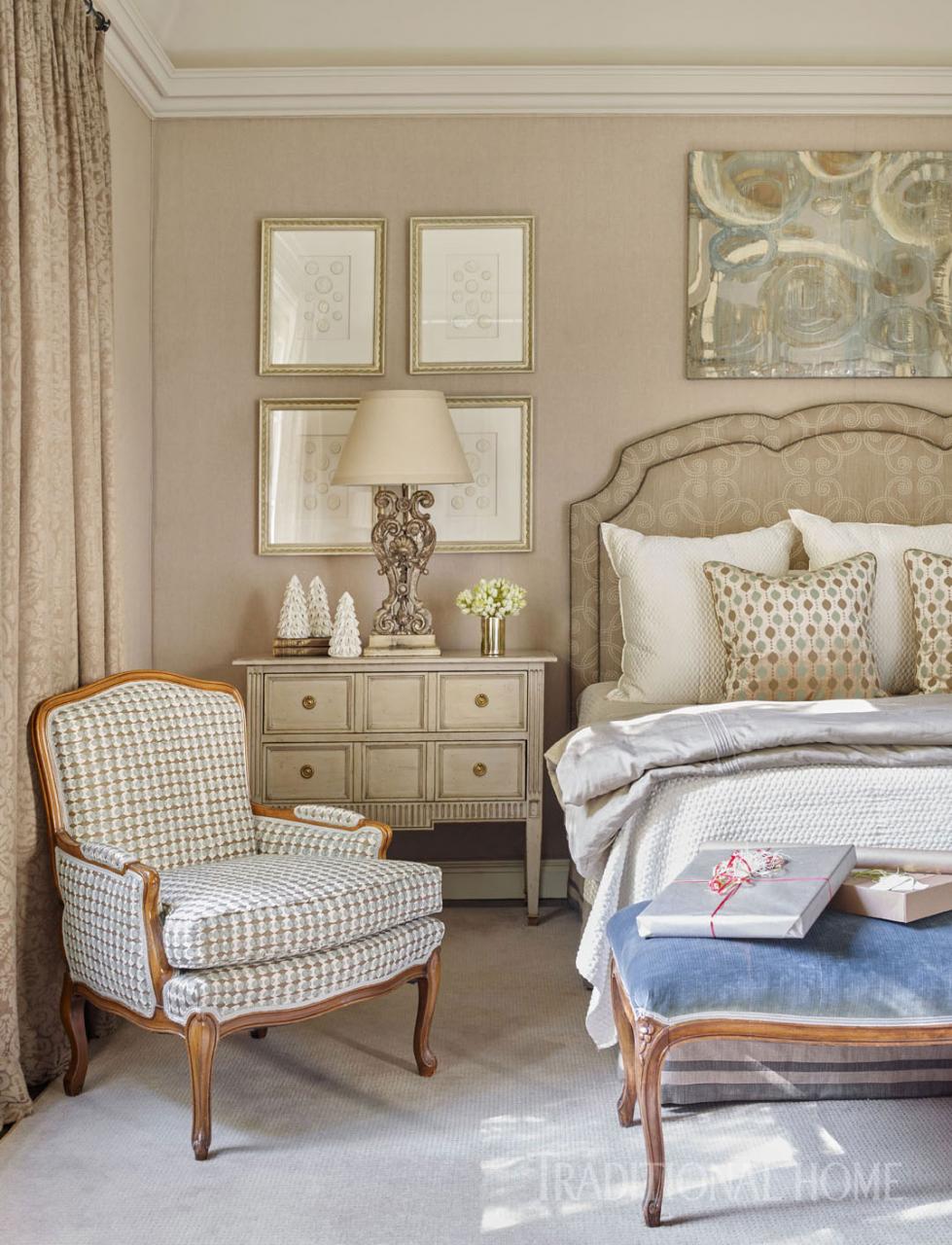 master bedroom with mark alexander fabrics